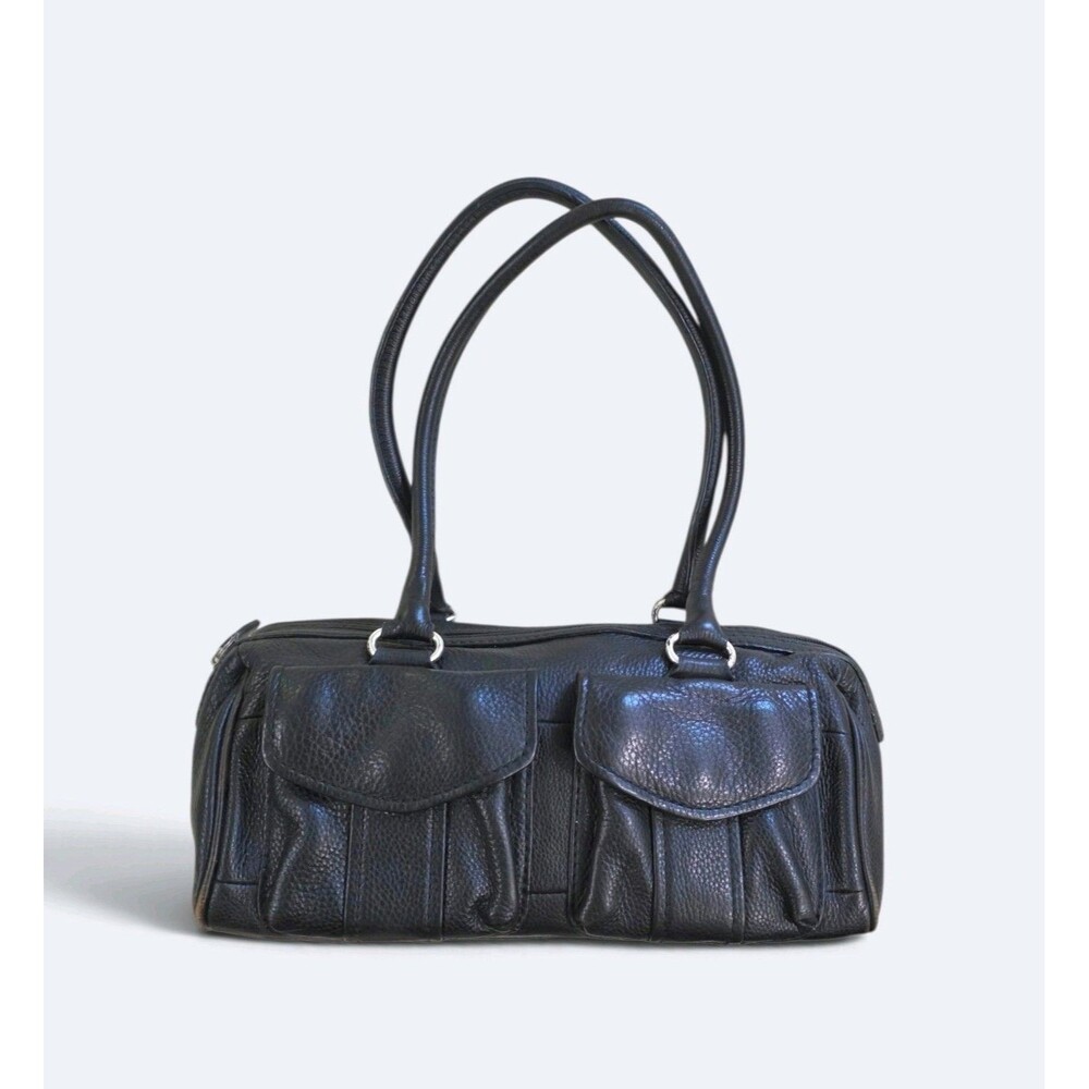 Vintage Fossil New American Classic Black Leather Mini Utility Satchel Bag